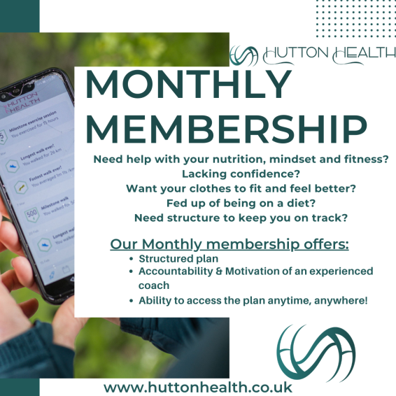 Hutton Health's monthly membership provides fitness, nutrition and mindset online coaching